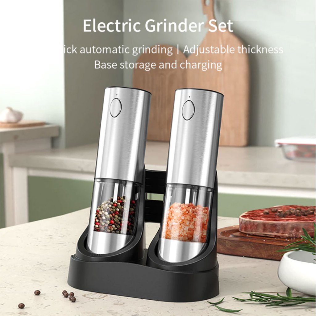 เครื่องบดไฟฟ้า เครื่องบดพริกไทยอัตโนมัติ บดเกลือ บดเครื่องเทศ มีไฟ LED หลายรุ่น [ส่งจากไทย]