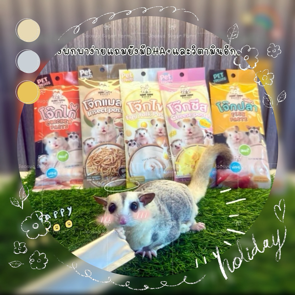🧀🐔🐟Ham Ham Bakery อาหารเหลว ขนมเลีย  สำหรับสัตว์ฟันแทะ มีวิตามินอี DHA+ หนูแฮมเตอร์ เม่นแคระ ชูการ์ กระรอก 16g. x 3pcs
