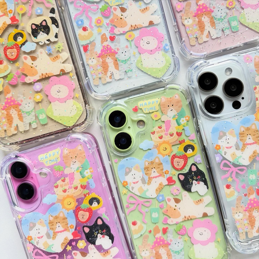 💫New พื้นใสเคลือบกลิต💕แก๊งแมวเหมียวและน้องคอร์กี้🐾 หมาโฮ่ง✨ver.ใหม่ล่าสุด