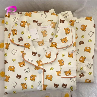 【ส่งจากไทย】เสื้อนอนการ์ตูนแขนสีน เปิดหน้าติดกระดุม สาวๆ นุ่มละมุน ใส่สบายไม่ร้อน ใส่แล้วน่ารักฟรุ้งฟริ้ง