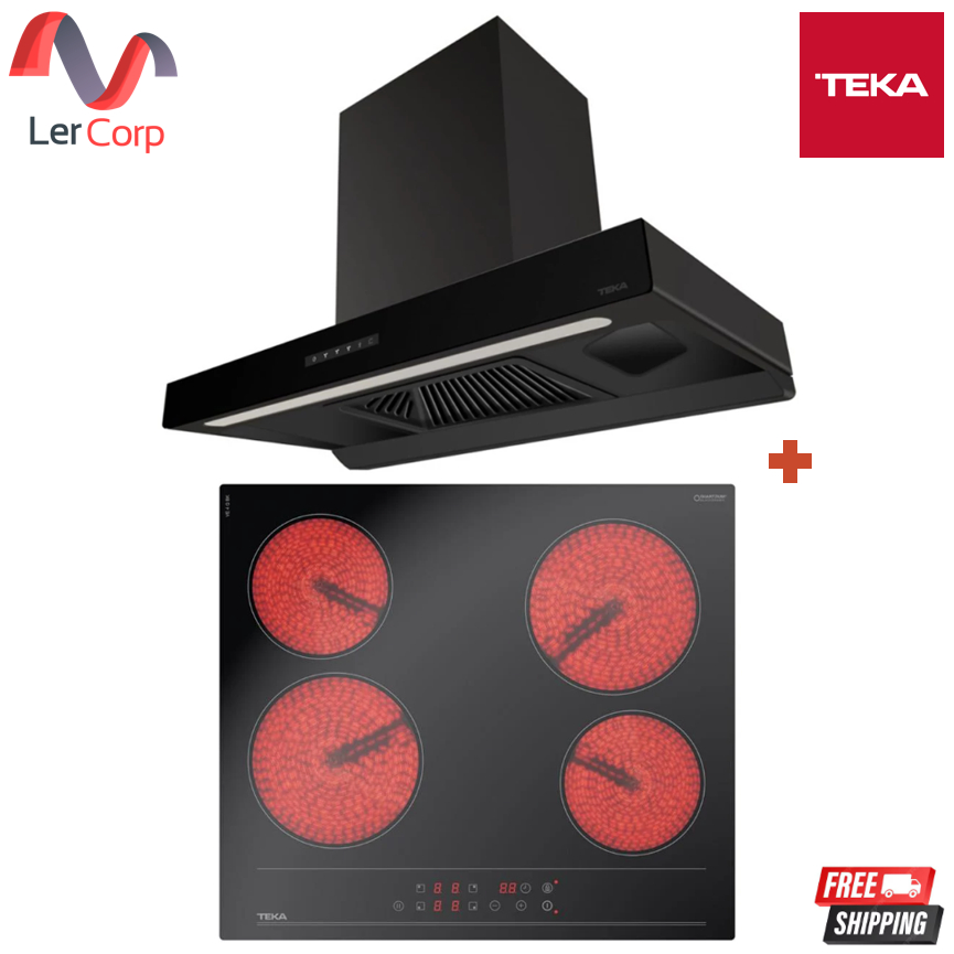 (Teka) เครื่องดูดควัน ขนาด 90 cm. รุ่น DLH 9158 T + เตาไฟฟ้า 4 Zone 60 ซม. รุ่น VE 4 Q BK