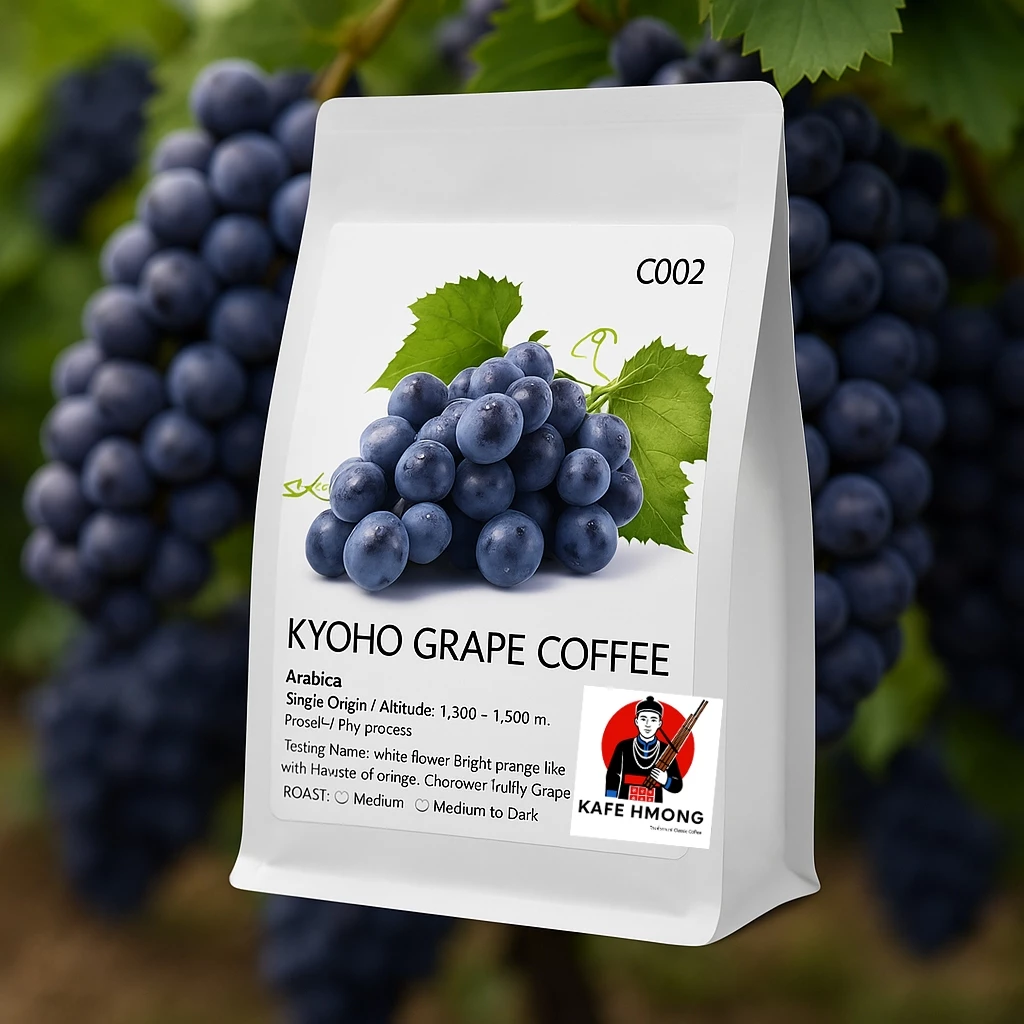 เมล็ดกาแฟคั่้ว Kyoho Grape Coffee องุ่นเคียวโฮชัดๆ จากKAFA HMOG กาเเฟคัดเกรดAสวยๆ C002