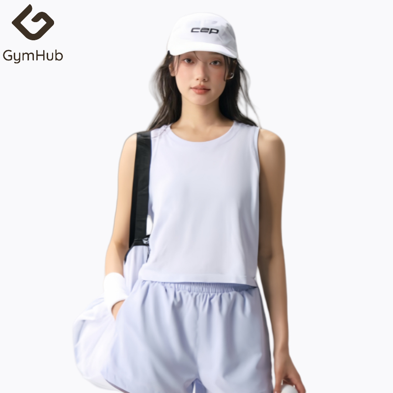 GymHub สตรีสวมเสื้อแจ็กเก็ตโยคะสปอร์ตคอกลม เสื้อกีฬาพลาทิสบางๆ เสื้อกีฬาฝึกวิ่งไร้แขน