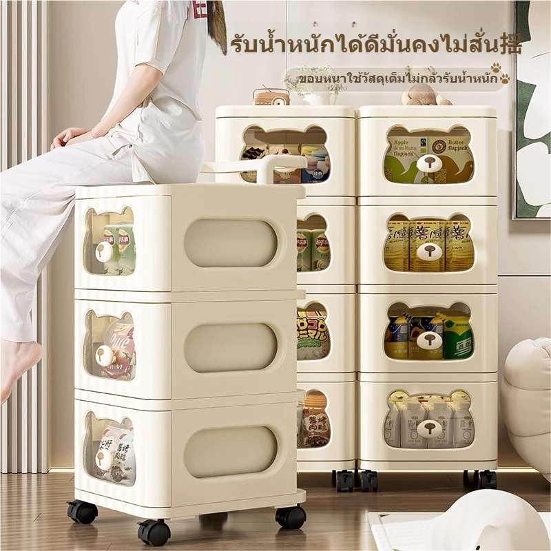 ชั้นเก็บของสำหรับเด็ก ชั้นวางของมีล้อ 6/5/4/3/2ชั้น นชักใส่ของอเนกประสงค์ รถเข็นเก็บของวางของพลาสติก ของใช้ในบ้าน thumbnail 4