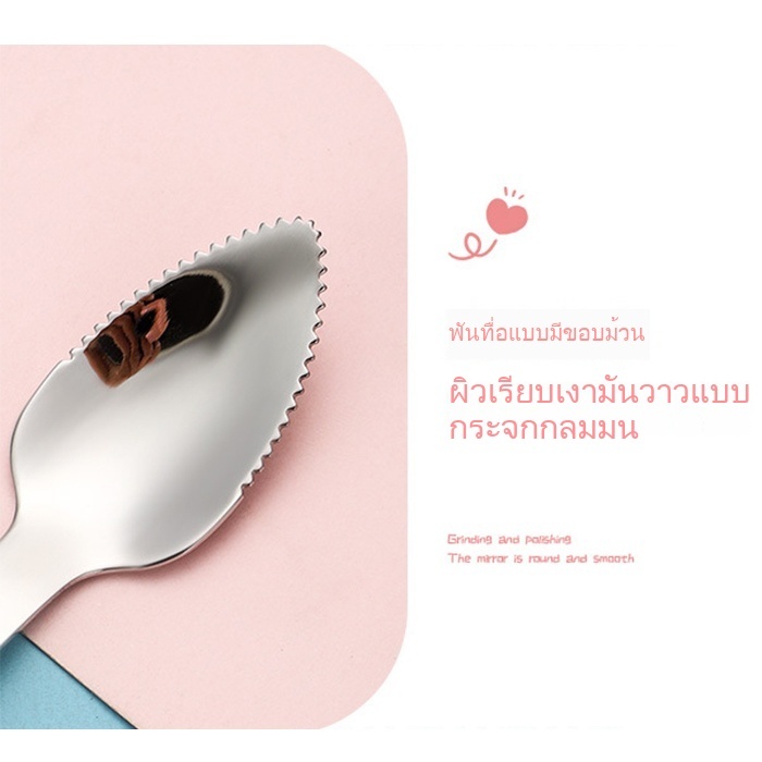 ช้อนซิลิโคน ด้ามเดียว 2 หน้าที่ ขูดผลไม้-ป้อนลูกน้อย ปลอดภัย 100% 304สแตนเลส + ซิลิโคนนิ่ม พร้อมที่เก็บ 3สี - รูปที่ 5