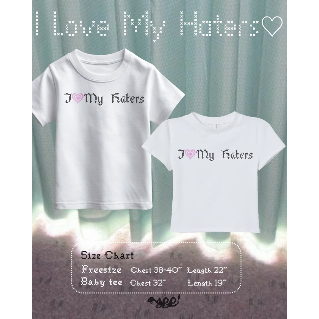 เสื้อยืด Freesize / Baby Tee Mappi I Love My Haters ผ้าคอตตอน 100% เสื้อยืดแฟชั่นเกาหลี สไตล์ Y2K