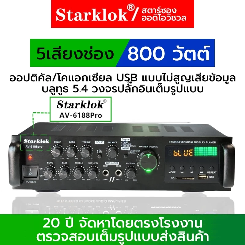 พร้อมส่งไม่ต้องรอ💕แอมป์ขยายเสียง สเตอริโอHIFI บลูทูธไร้สายในตัว โมแรงๆ จอแสดงผล LCD เครื่องขยายเสียงบ้าน แอมป์บลูทูธ