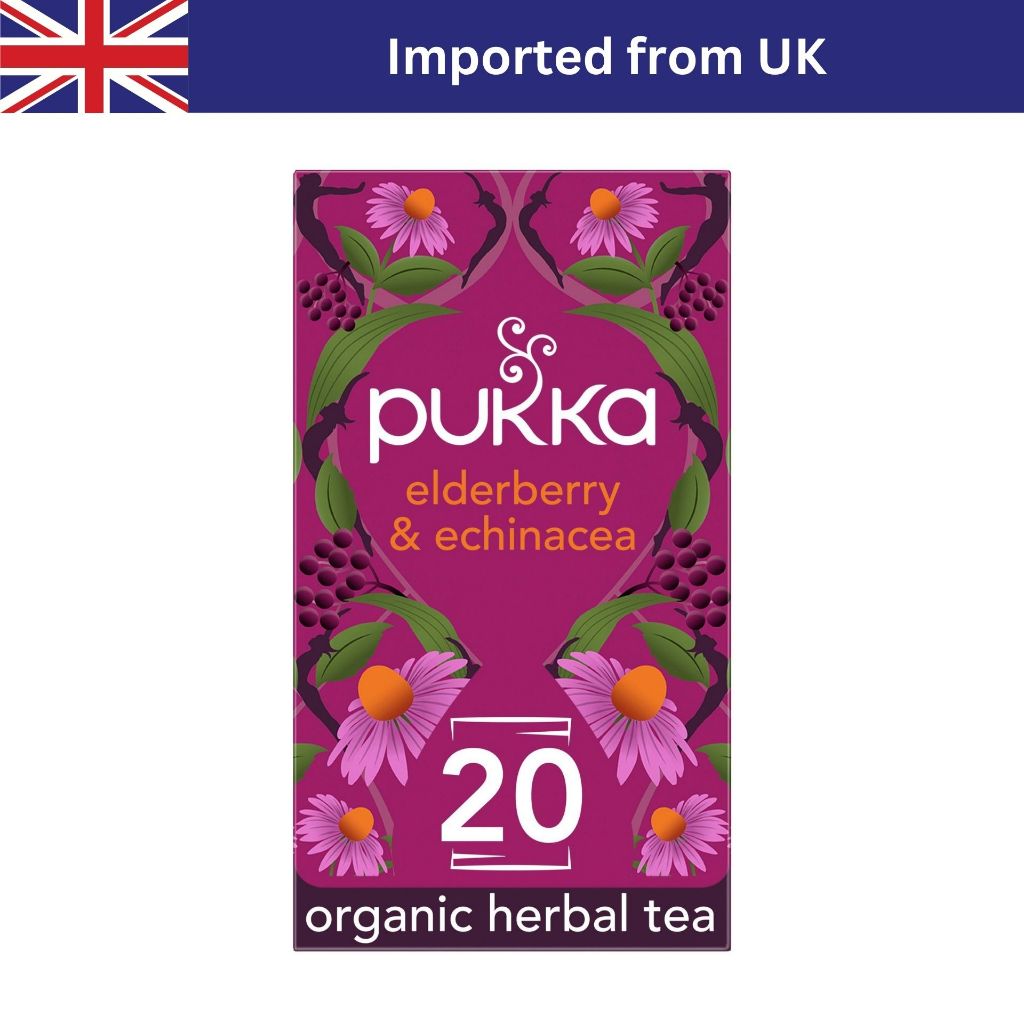 Pukka Organic Elderberry & Echinacea Herbal Tea (20 Bags / 40g) ชาอังกฤษ ชาซอง ชาออร์แกนิก