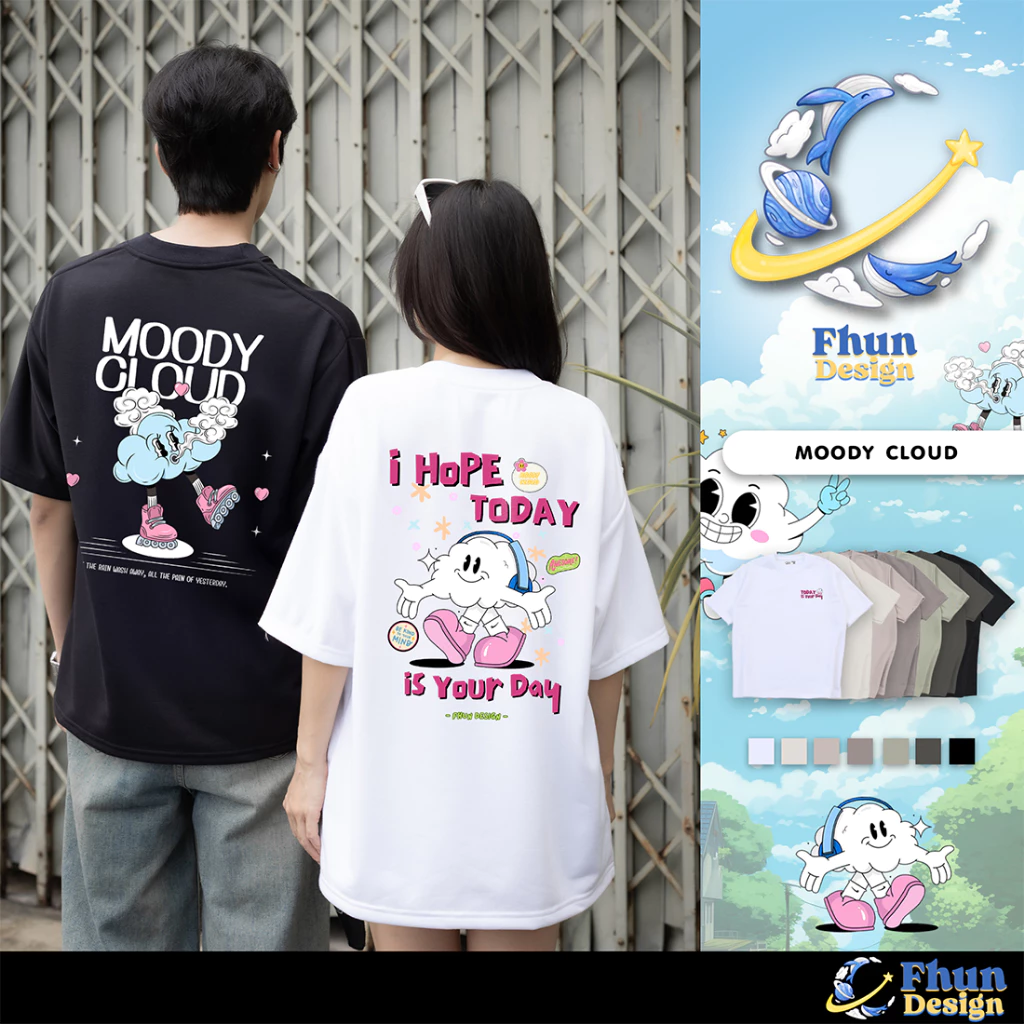 FhunDesign เสื้อยืดโอเวอร์ไซส์ Classic คอลเลกชั่น Moody Cloud (ลิขสิทธิ์แท้100%)