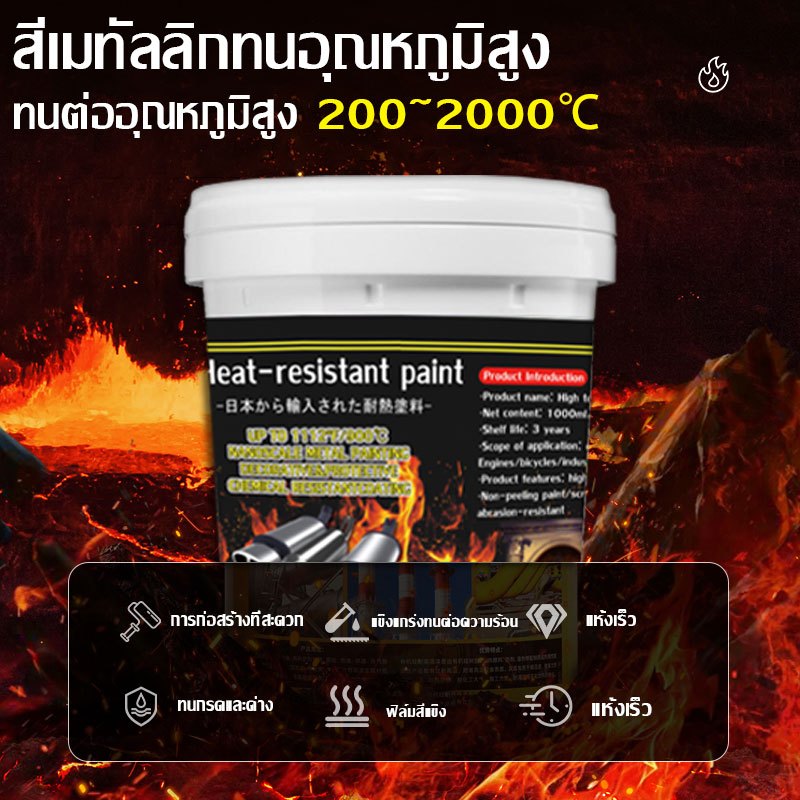 🔥ทนทานนานถึง 50 ปี🔥สีที่ทนต่ออุณหภูมิสูง สีสเปรย์ทนความร้อนสูง กันน้ำและกันสนิม ไม่กลัวไฟ 500 ml ใช้พ่นท่อไอเสีย สีสเปรย - รูปที่ 3