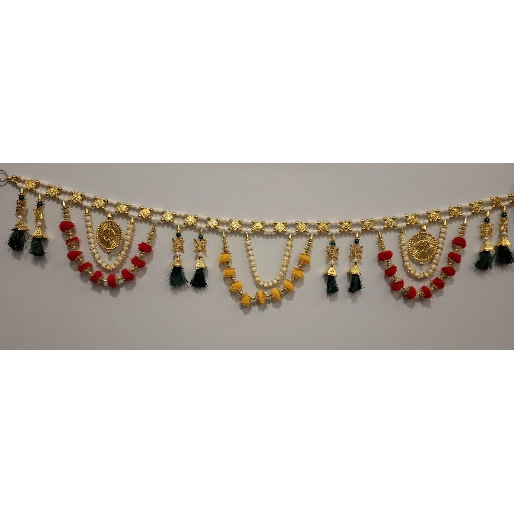 diwali  decoration door hanging toran swastik Design with  and different  velvet cloth ball festival