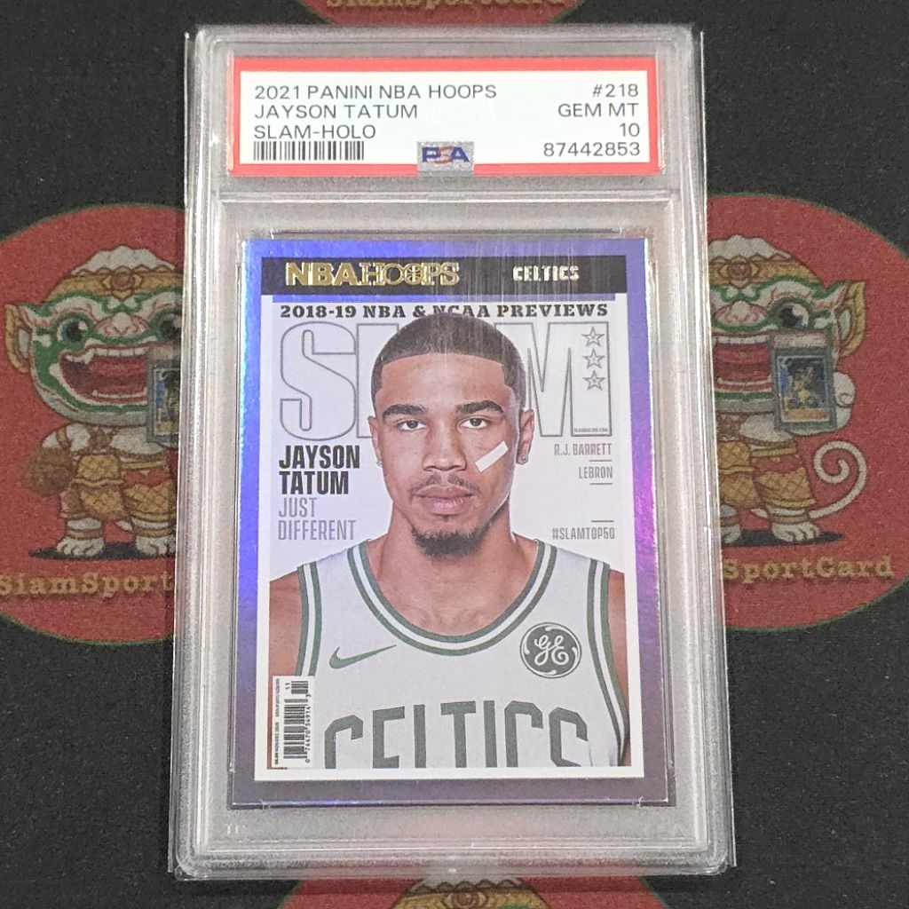 การ์ด​เกรด​ Jayson Tatum 2021 Panini​ Hoops​ Slam Holo PSA 10