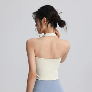 FitYoga เสื้อกีฬาผู้หญิง บราโยคะคล้องคอ ชุดออกกำลังกายหลังสวย