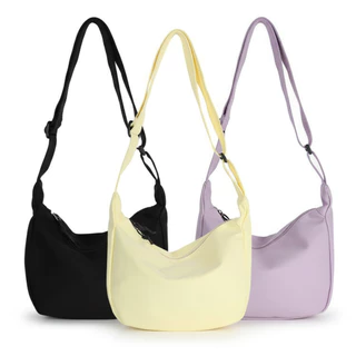 (มีส่งด่วน) ifashionbag(IF1833) กระเป๋าสะพายข้างผ้าไนล่อนสีพื้นลายเส้น สไตล์เกาหลี(ไม่มีที่ห้อยแถม)