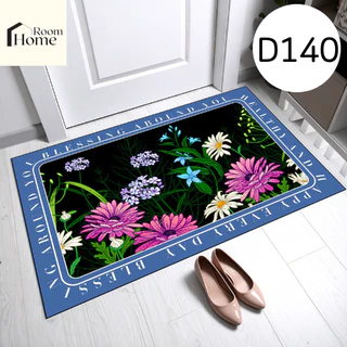 พรม3Dห้องครัว (ลายดอกไม้ ต้นไม้ flower tree) ขนาด 40X60 cm พรมปูพื้นในห้องครัว พรมเช็ดเท้า พรมปูพื้น ซับน้ำดี ยางกันลื่น