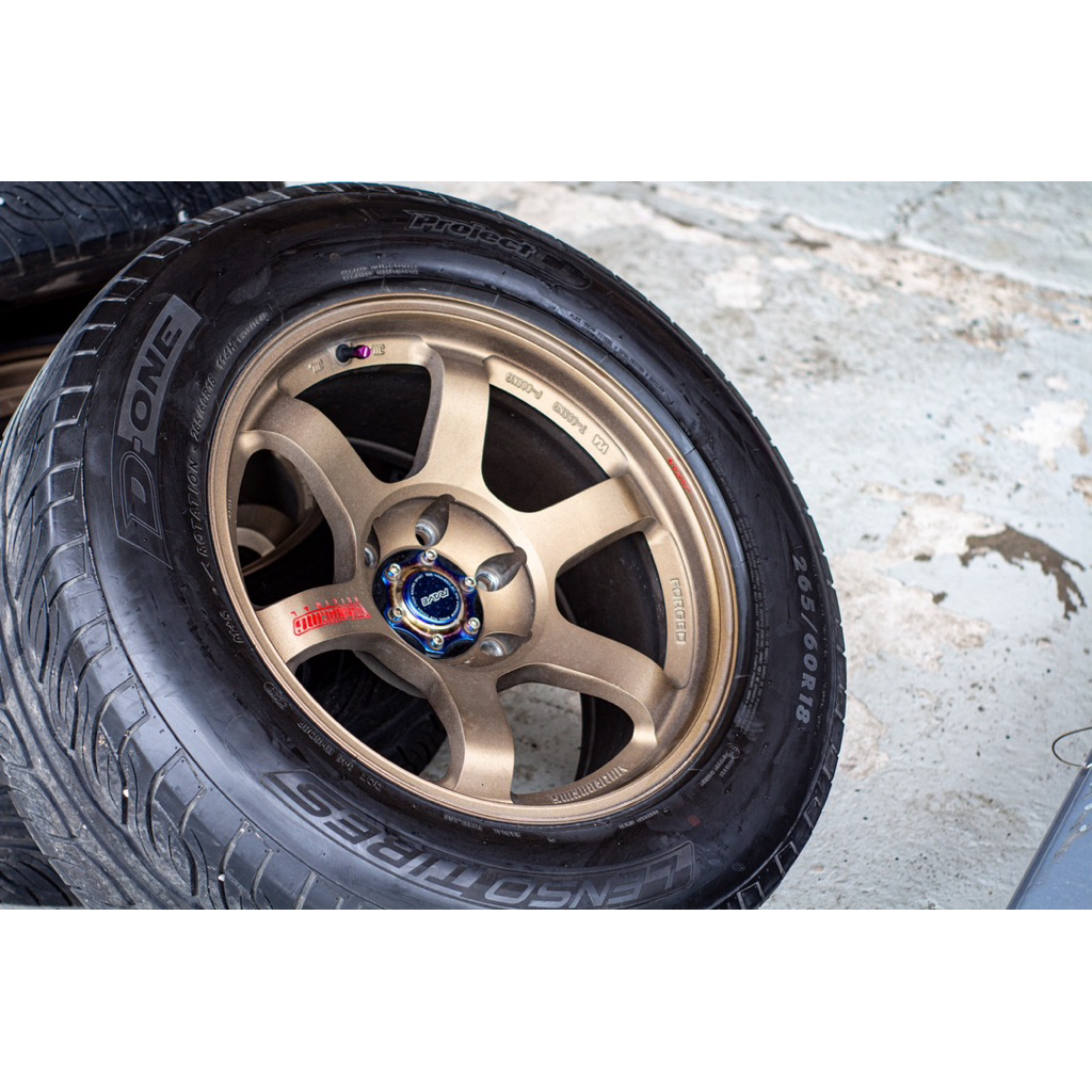 ล้อแม็กซ์ #TE37 ขอบ18 สีน้ำตาลไหม้ 6รู งานMK SPORT +ยางใหม่ปี23 ขนาดเบอร์ 265/60R18