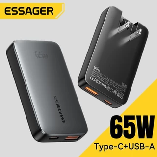 Essager 65W Type-C + USB-A GaN อุปกรณ์ชาร์จแบบพกพาบางเฉียบ
