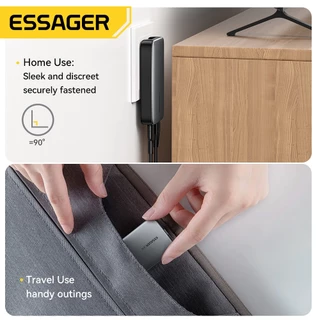 Essager 65W Type-C + USB-A GaN อุปกรณ์ชาร์จแบบพกพาบางเฉียบ