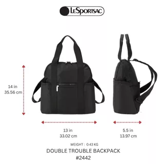 LeSportsac Double Trouble Backpack bag (Restock) กระเป๋าสะพายข้าง สะพายหลัง Style 2442
