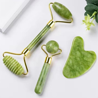 หินกัวซาแท้ 3ชิ้น ลดริ้วรอย หินนวดหน้า ที่นวดหน้าเรียว ที่ลด…