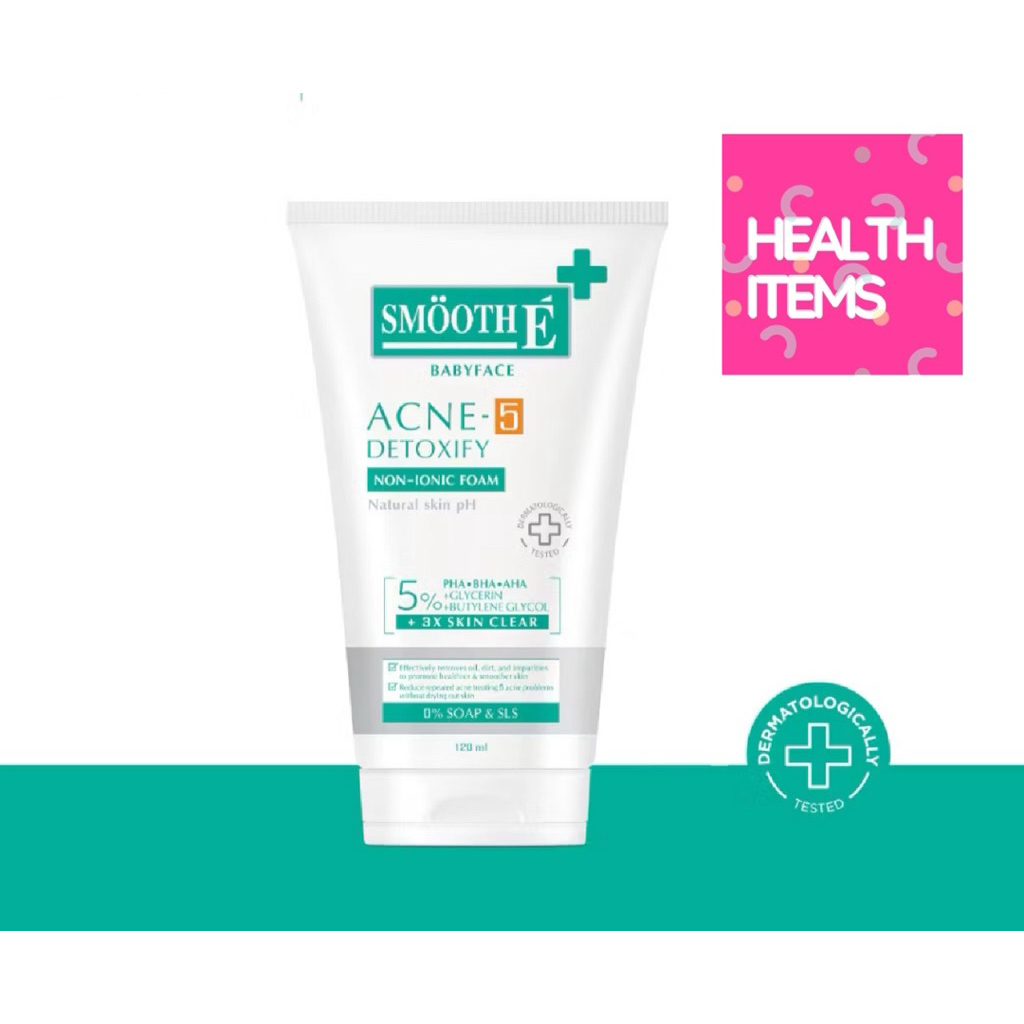 Smooth E Babyface Acne-5 Detoxify Non-Ionic Foam โฟมล้างหน้าลดสิว เสริมปราการผิวคุมมัน ผิวแข็งแรง