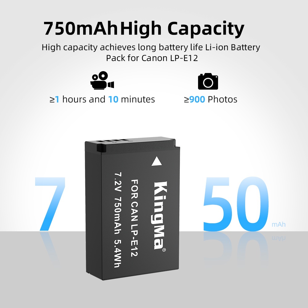 KingMa แบตเตอรี่ LP-E12 กล้อง แคนนอน Canon EOS M10 M50 M200 M100 100D EOS M EOS M2 - รูปที่ 2