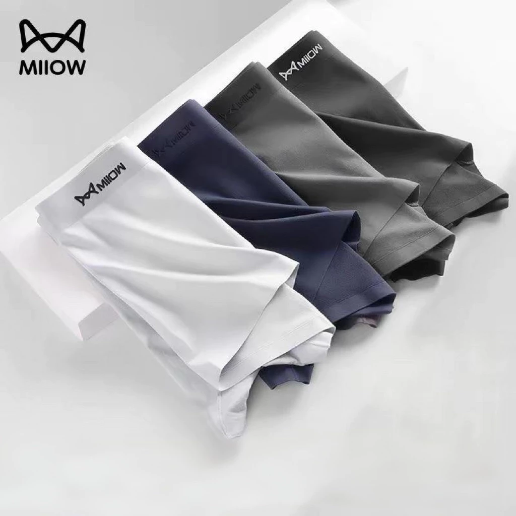 4ตัว กางเกงขาสั้นชายผ้าไหมน้ําแข็งชุดชั้นในกางเกง Cool Breathable เซ็กซี่บางกางเกง นูนชุดชั้นในขายส่งจํานวนมาก