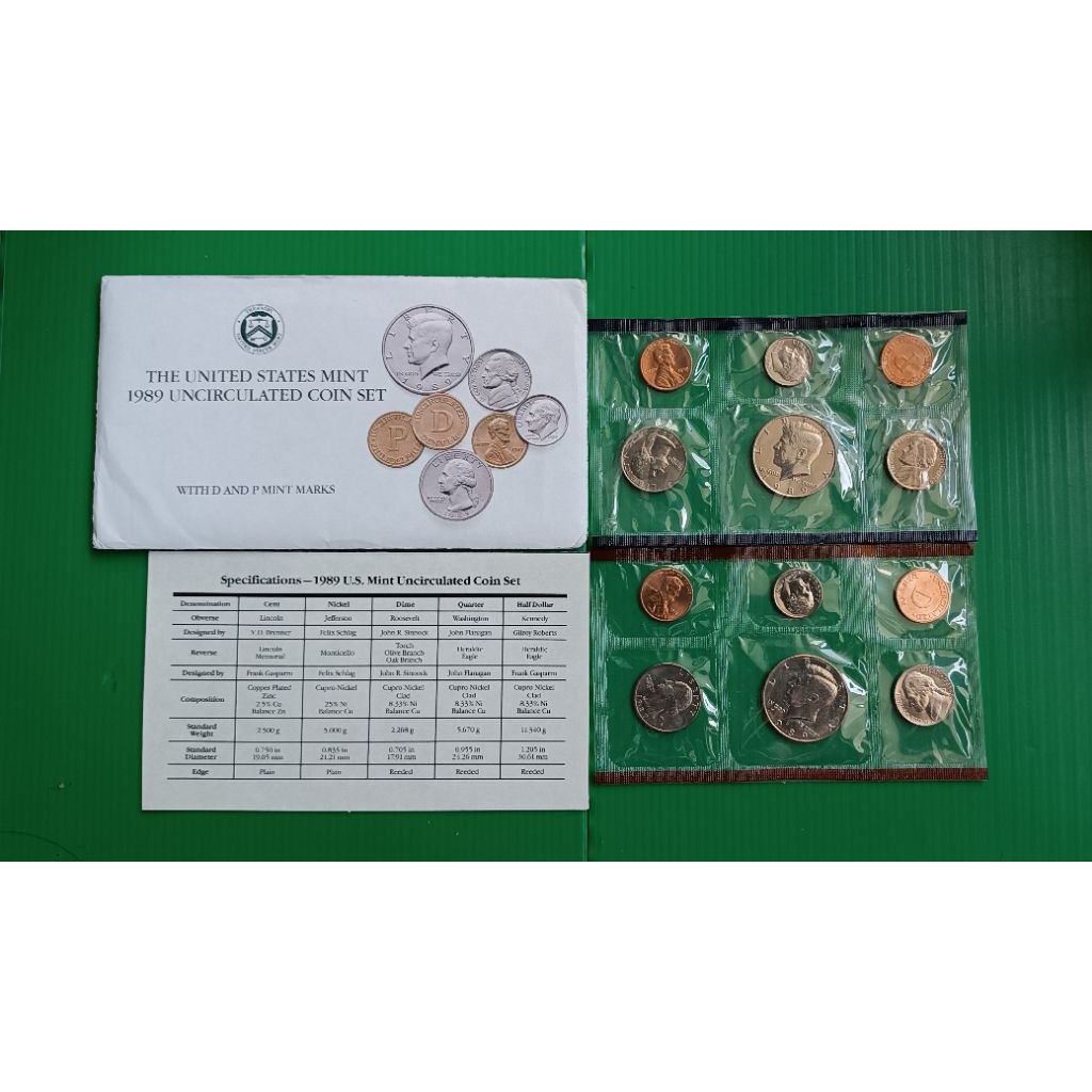 ชุดเหรียญ USA Uncirculated Mint Set 12 Coins 1989-PD