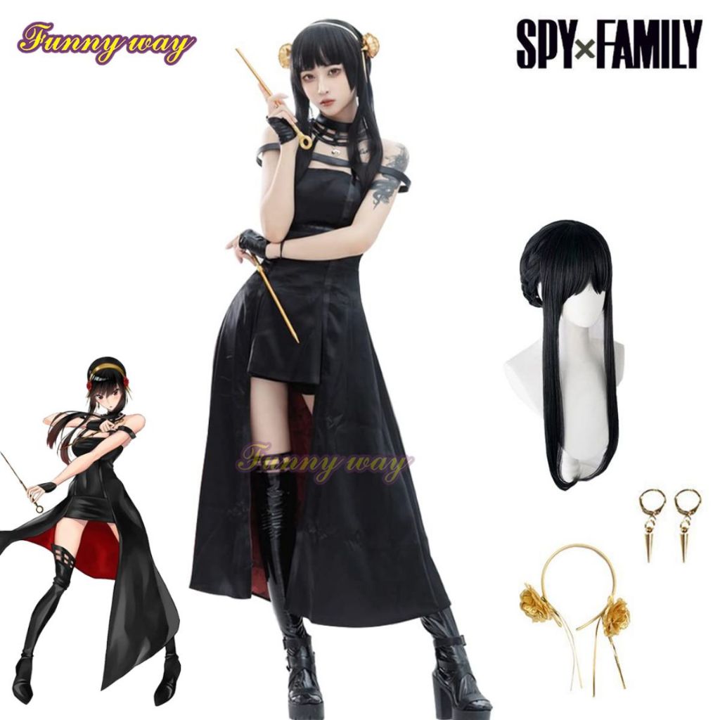 Yor Briar เครื่องแต่งกายคอสเพลย์ อนิเมะ SPY FAMILY Forger ฮัลโลวีน ชุดเดรสเชือกแขวนคอแบบโกธิคเซ็กซี่
