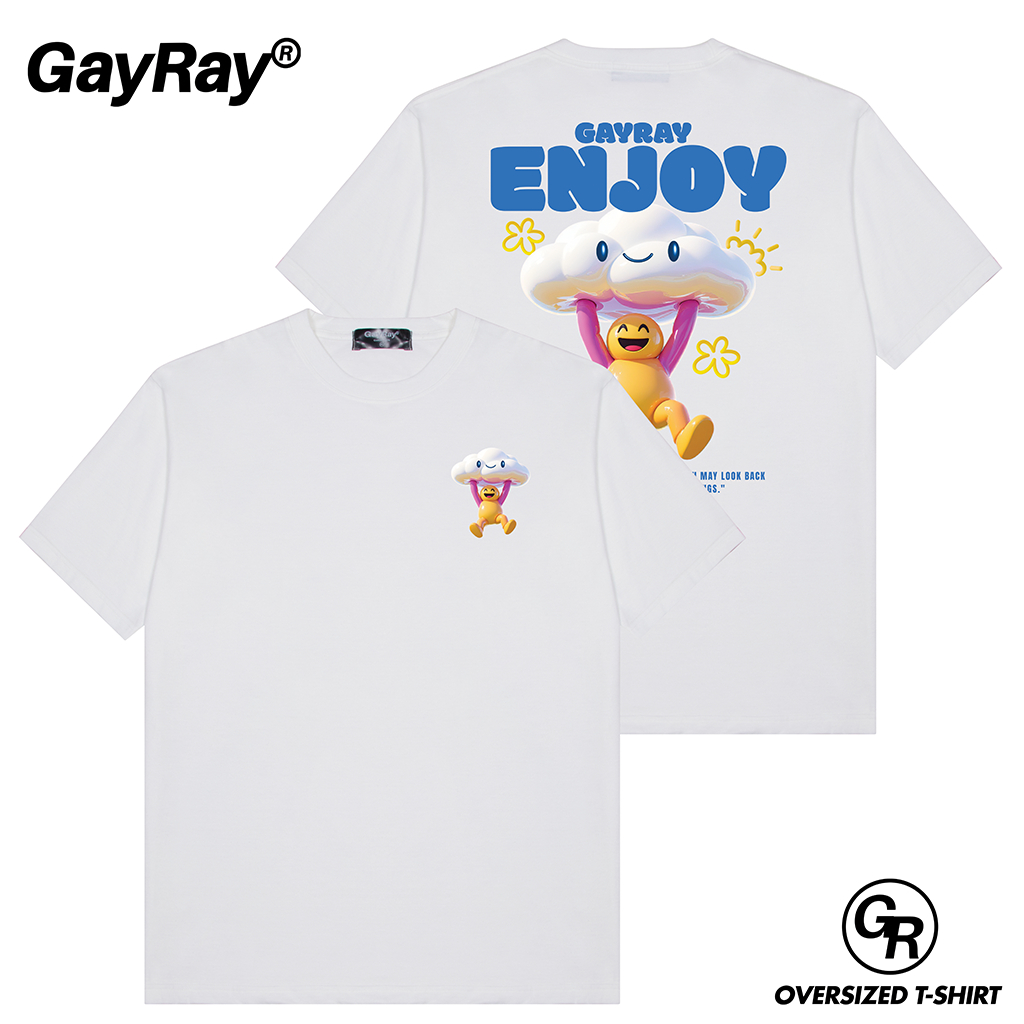 GayRay ⎰Enjoy⎱  เสื้อยืดโอเวอร์ไซส์ Cotton 100% นุ่่ม ใส่สบาย