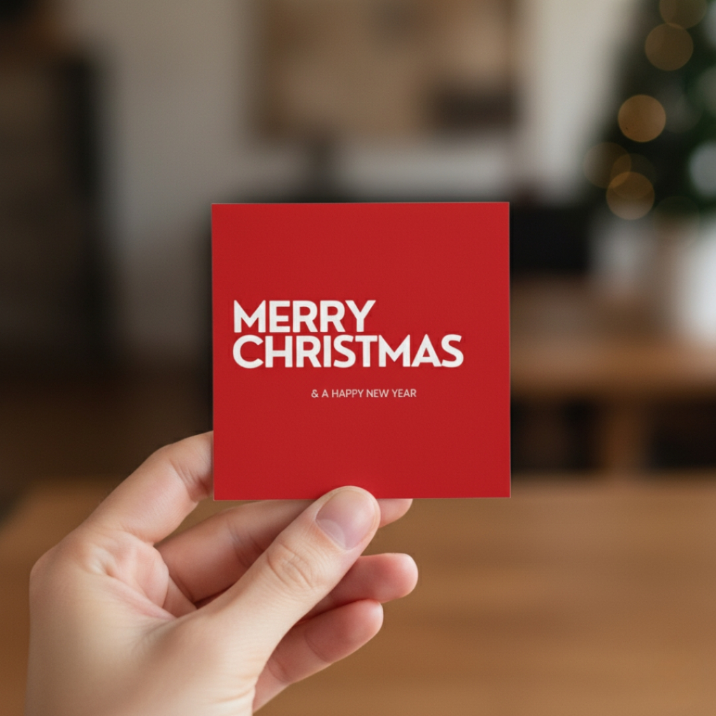 การ์ด Merry Christmas สีแดง+สีขาว น่ารักๆมินิมอล แนบของขวัญหรือผูกติดกับถุงขนมก็ดูดีมีสไตล์ ไม่เหมือนใคร!
