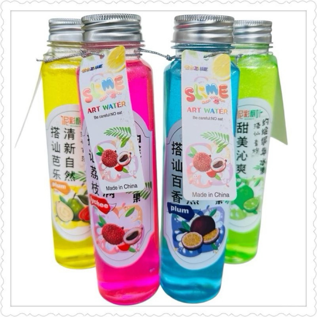 สไลม์น้ำกากเพชรในขวดคละสี ราคายกกล่อง8ชิ้น