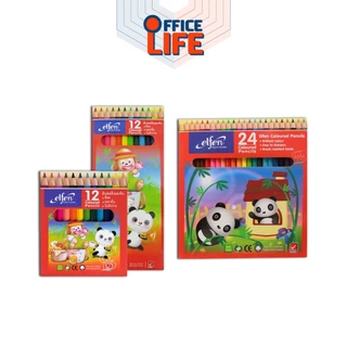 Elfen (เอลเฟ่น) สีไม้ ดินสอสี ขนาด 12 / 24 สี elfen รุ่น แท่งสั้น,แท่งยาว ( 1 กล่อง )