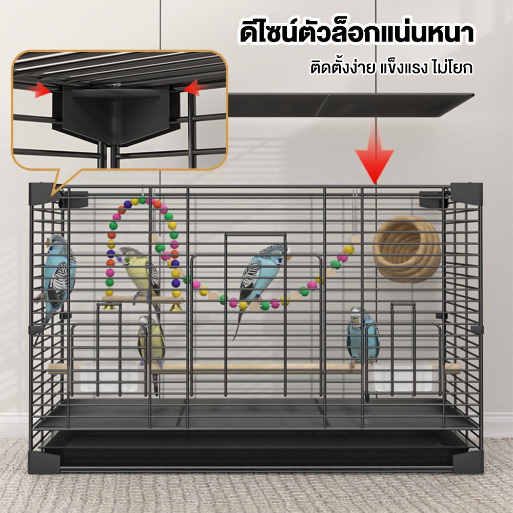 Pawblic🐦กรงนก กรงสัตว์เลี้ยง กรงนกแก้ว กรงชูการ์ ลวดหนา เคลือบกันสนิม ถาดเลื่อน ทำความสะอาดง่าย สำหรับนกทุกขนาด รูปที่ 3
