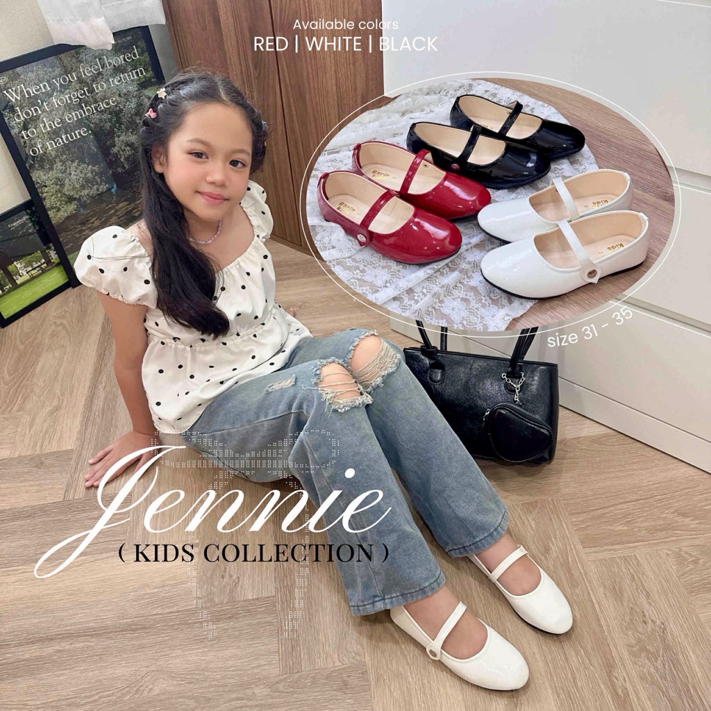 รองเท้าเด็กผู้หญิง รุ่น Jennie Kids [ เพิ่ม 1-2 ไซส์จากปกติ ] Size 31 – 35
