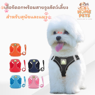 เสื้อรัดอกพร้อมสายจูง รัดอกสัตว์เลี้ยง สายจูงสัตว์เลี้ยง  เสื้อหมาแมว S M สายจูงหมา-แมว