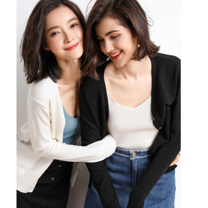 ร้านไทย ส่่งเร็ว UP120 เสื้อ คาร์ดิแกน ไหมพรม คาร์ดิแกน แขนยาว เสื้อคลุม กันหนาว คอวี ผู้หญิง สาวอวบใส่ได้ สไตล์ มูจิ