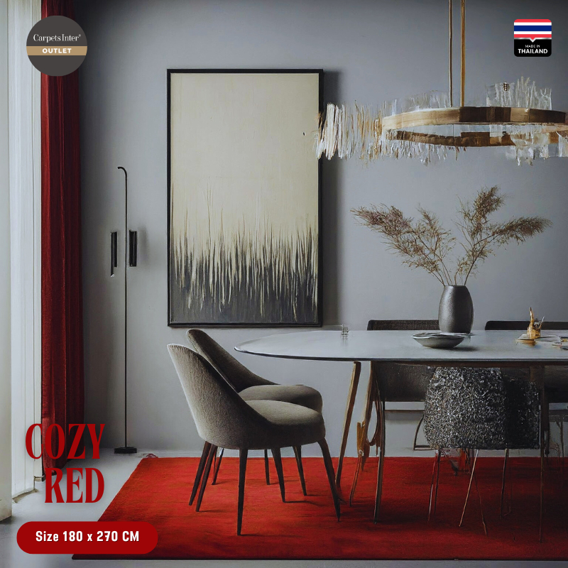 Carpets Inter พรมรุ่น Cozy-Red ขนาด120x180 / 180x270 cm โมเดิร์น ขนนุ่ม สีแดง พรมแต่งห้อง พรมห้องรับแขก Living room Rug