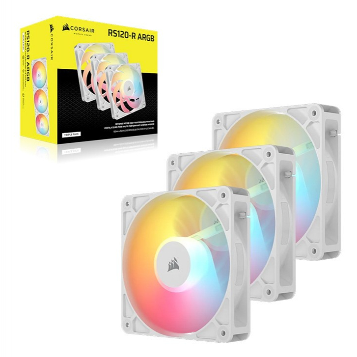 FAN (พัดลม) CORSAIR RS120-R RGB TRIPLE PACK ARGB WHITE (CO-9050197-WW)