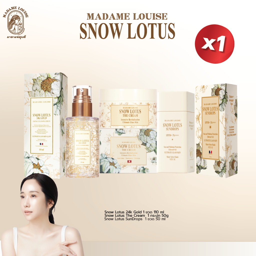 เซ็ทดูแลผิว 3 ชิ้น (cleansing serum+The cream+Sundrops)