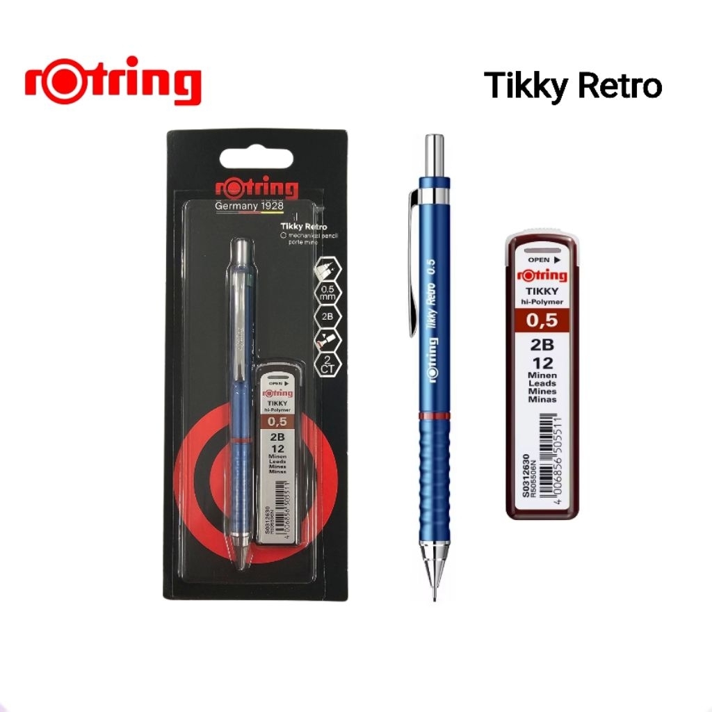 Rotring ชุดดินสอ Tikky Retro ขนาด 0.5 มม. พร้อมไส้ดินสอ 2B (ราคาต่อ 1 ชุด)