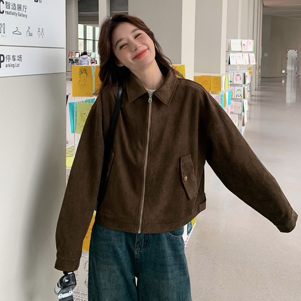 🤎 Teddy Brown Jacket แจ็คเด็ตหนังกลับ