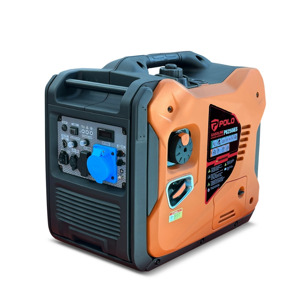 POLO เครื่องปั่นไฟเบนซินระบบ Inverter (รุ่นเสียงเงียบ) กำลังไฟ 5.0 กิโลวัตต์ รุ่น P6250iES กระบอกสูบ
