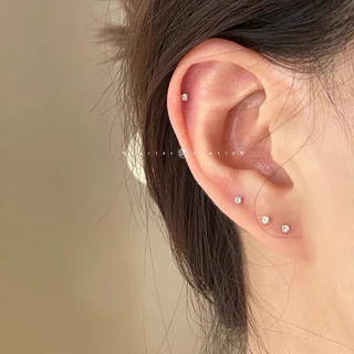 💎✨ ต่างหูเพชรมินิ 3 มิล; ต่างหูเพชรเม็ดเดียว 3 มิล