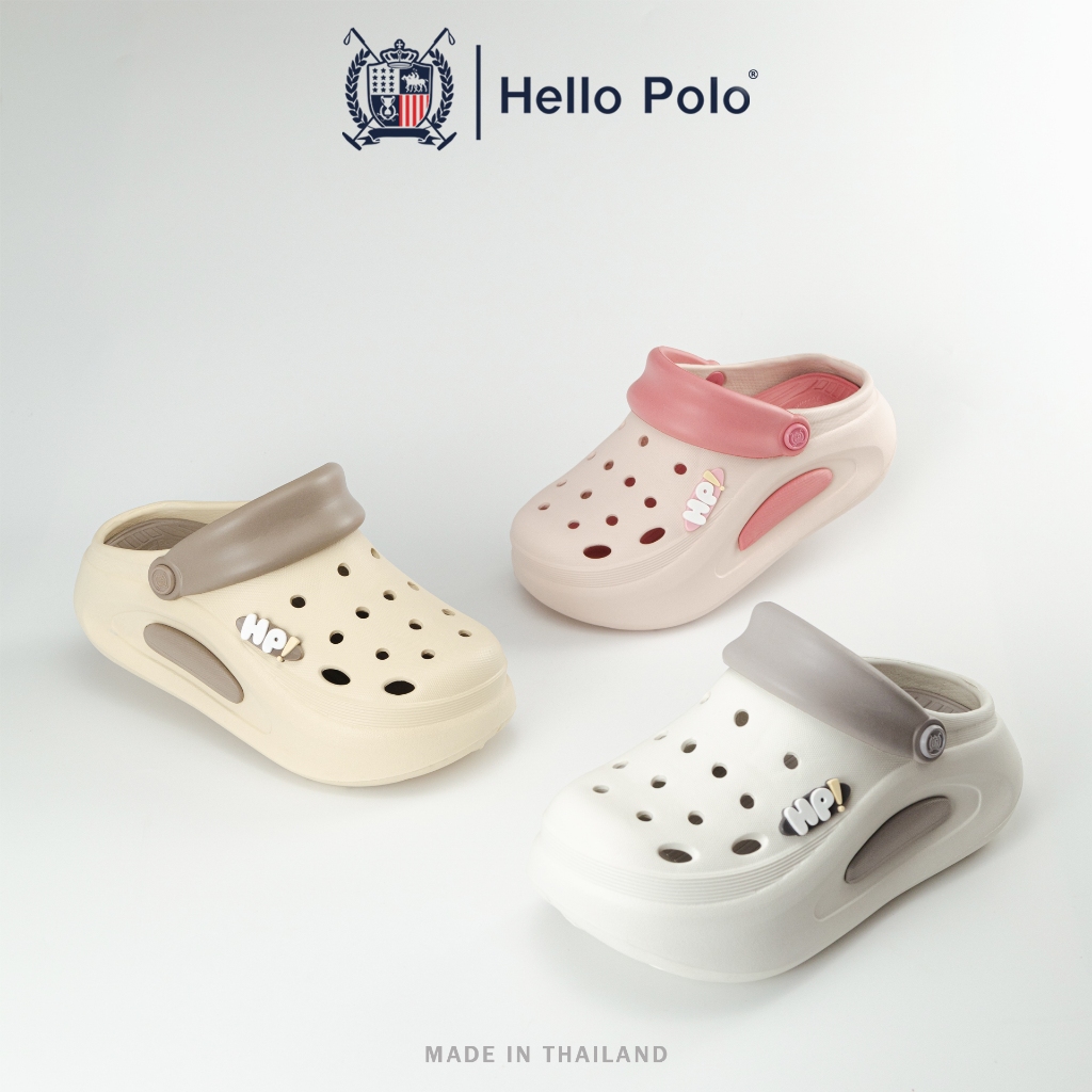 Hello Polo รองเท้ารัดส้นผู้หญิง กันลื่นและทนทาน ใส่สบาย ระบายอากาศดี ส้นสูง 5.5 ซม พื้นนุ่ม พร้อมการ์ตูนน่ารัก HP8059