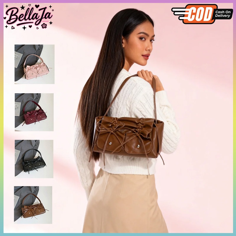 Bellaja💗ส่งจากไทย กระเป๋าสะพายไหล่สำหรับผู้หญิง กระเป๋าใต้วงแขน กระเป๋าสะพายไหล่สไตล์บัลเล่ต์ น่ารักและมีความจุขนาดใหญ่