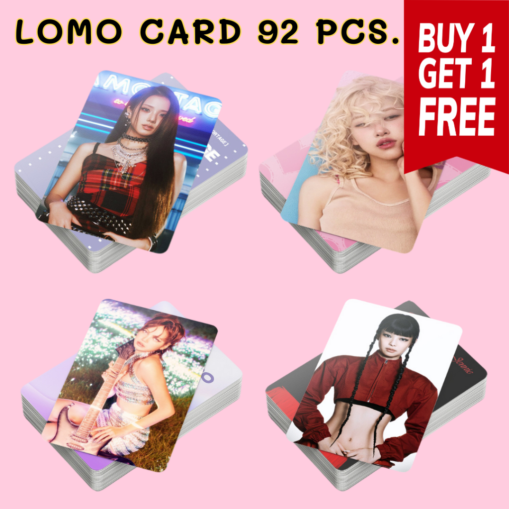 1 แถม 1 -- โลโม่การ์ดพิมพ์สี 2 ด้าน 92 ใบ ลาย Jennie Rose Jisoo Lisa ของสะสม KPOP