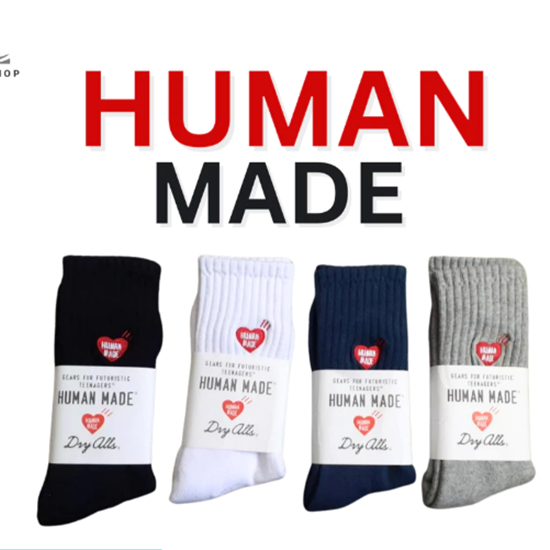 (ready to bkk) human made ถุงเท้าข้อสั้นและยาวหัวใจ สีแดง สีดำ สินค้าพร้อมส่งจากไทย