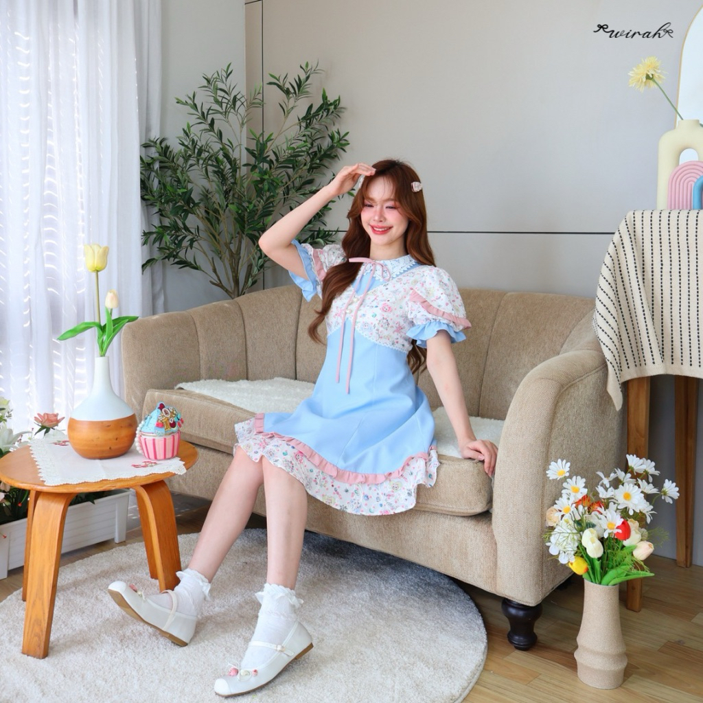 DW303 Catlism Dress ชุดเดรสลายน้องแมว ผ้าใส่สบาย น่ารัก ราคา ถูกที่สุด ดีลบีเคเค แกลเลอรีภาพที่ 8