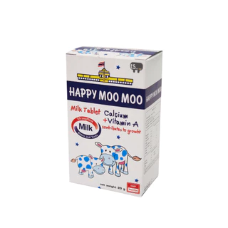 [1กล่องx3ซอง] แฮปปี้มูมู ลูกอมนมอัดเม็ด ผสมแคลเซียม กล่องละ 3 ซอง ซองละ 9 เม็ด (27 เม็ด)